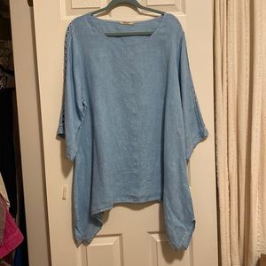 Italian Linen top turquoise 1X